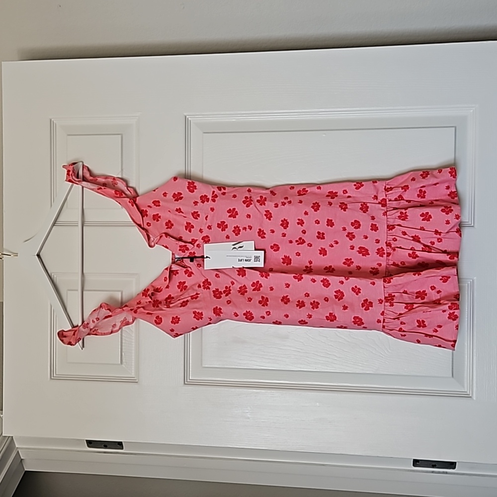 Zara - Pink floral ruffle dress
